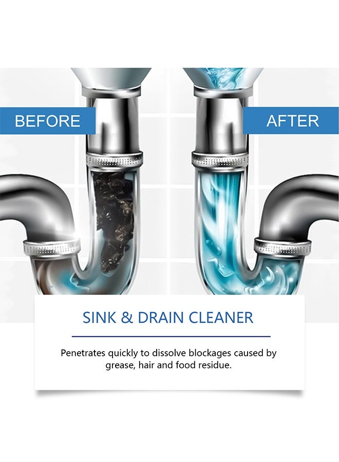 Jakehoe منظف الحوض والمصارف، عامل فتح الأنابيب، منظف مصارف الحمام، آلة حفر قوية للأنابيب، منظف مصارف حوض المطبخ، مزيل الروائح لصرف المنزل والمرحاض والمطبخ وفتح القنوات المسدودة، تنظيف عميق وتأثير سريع، 100 جم - Image 5